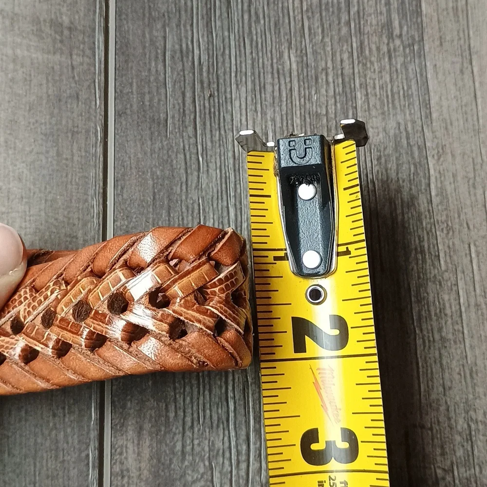 Fossil Tan Braided Leather Belt with Silver Buckle